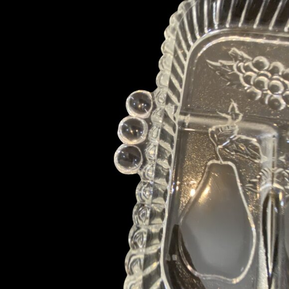 VINTAGE INDIANA GLASS -- Fruit & Relish Tray, 5 Sections, Fruit Design, Heirloom - Picture 8 of 10